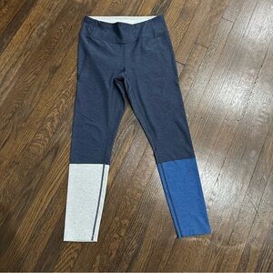 Outdoor Voices Colorblock Leggings - Blue and Grey, crop
